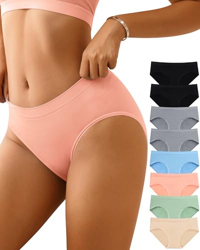 CULAYII Women's Hipster Underwear Breathable Nylon Women's Hipster Panties for Women Workout Underwear for Women pack 8Pack XS-S