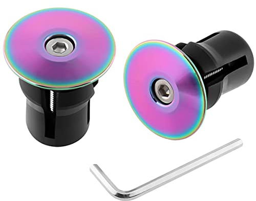 MUQZI Fahrradlenker-Endstopfen, Lenker-Endkappen, Legierung, Fahrrad-Lenkerstopfen Lenker Bar End Plugs, Regenbogen