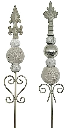 naninoa Metall Stecker FRANZÖSISCHE Lilie 2Stück 100cm Gartenstecker Blumenstecker Gartendeko