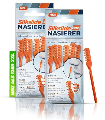 Silkslide Nose Hair Shaver, 12 rasoio per peli del naso per uomo e donna con una sola lama, senza elettricità, igienicamente prodotto in Germania