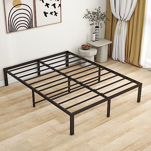 DUMEE King Size Bed Frame, 36cm High Metal Platform Bed Frames Kingsize with Storage Under Bed/Steel Slats Mattress Base, No Box Spring Needed, Enhanced Support Noise Free, Black