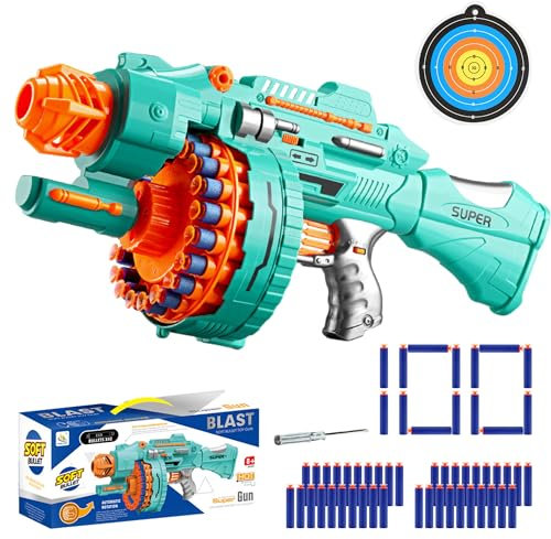 Giocattolo Foam Blasters per bambini - Pistola elettrica automatica con 100 palline di schiuma, tamburo rotante con 20 dardi, giocattolo per bambini da 8 anni, regali per bambini