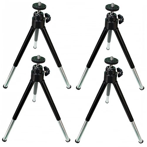 ABOOFAN Kleiner Handystativ 4 Stück-Pack Teleskopisches 2-Segment Tischstativ aus Aluminium und Kunststoff Schwarz Kompatibel mit Smartphone und Kamera für Desktop Fotografie