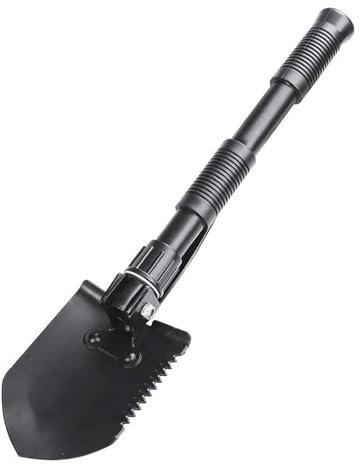 SSIMOO Outdoor-Werkzeug, zusammenklappbare Schaufel, Mini-Militär-Überlebensschaufel mit Spitzhacke, Sägeöffner, Kompass, kompatibel mit Auto, Notfall-Gartenarbeit