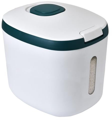 Grain Rice Storage Bin Rice Barrel Sealing Strong Bearing Plastic Flour Tank Can Dispenser Bin Kitchen Accessories for Home Kitchen(5kg green)