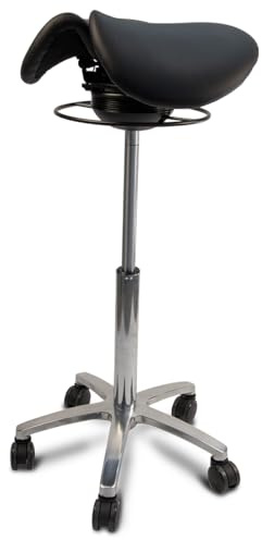 Ergolutions® Ergonomischer Sattelhocker Split - Belastbar bis 150kg, Höhenverstellbar bis zu 91 cm, verstellbare Sitzneigung, drehbare Universalrollen, Gesundheitssitz, Schwarz