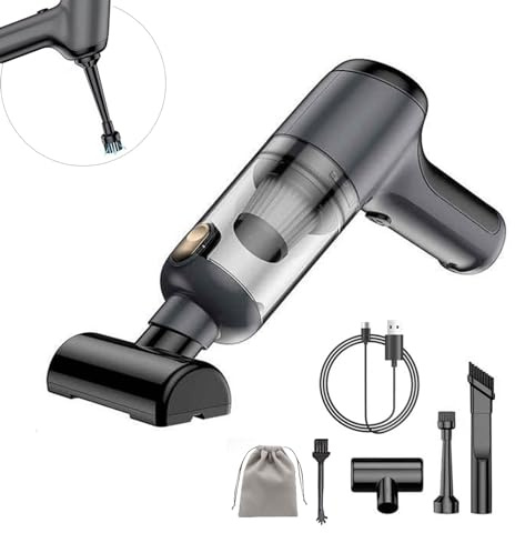 CHOLANG Mini Aspirador Sin Cable, 3 en 1 Aspirador Sin Cable, 120W Soplador de Aire Recargable de Bajo Ruido y Pequeña Bomba de Mano para el Coche, la Oficina y el Hogar