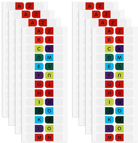 COMNICO 8 ark A-Z-flikar klibbiga alfabetsetiketter flikar färgglada bokstäver indexflikar för anteckningsbok lärobok ordbok (208 st)