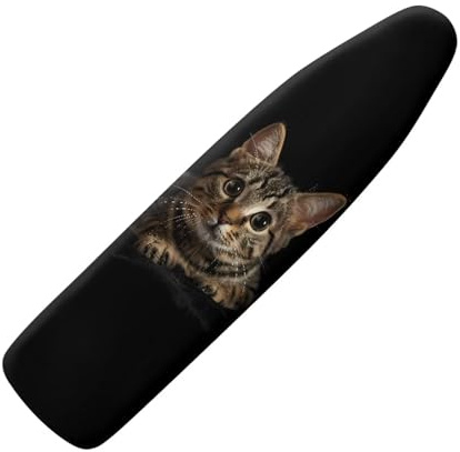 HUGS IDEA Ironing Board Cover Funny Cat Stretchy Fabric Ironing Board Pad Protector Cover Heat Resistant Iron Board Cover