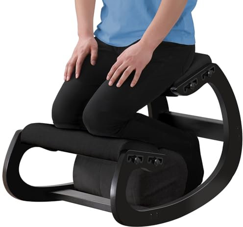 Verstellbarer Kniestuhl, ergonomischer Holzstuhl, Kniestuhl, Haltungsstuhl – verbessern Sie Ihre Haltung mit einem abgewinkelten Sitz für Zuhause, Büro (zylindrisches Schwarz)