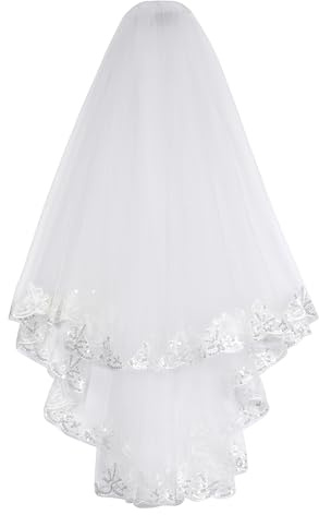 CHIC DIARY Tüll Schleier Braut 2-stöckiger Brautschleier mit Kamm für Brautkleid JGA Party Hochzeit Accessories