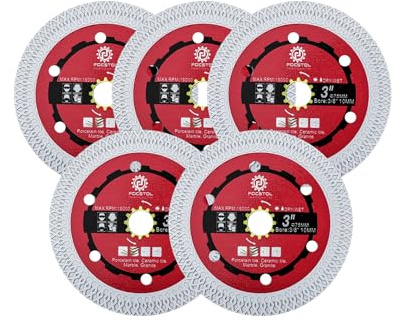 FOCSTOL Disque Diamant Carrelage - 5 pièces 75mm x 10mm Lame Scie Diamant pour Porcelaine Céramique Carrelage Marbre Granit Quartz avec X Mesh Jante