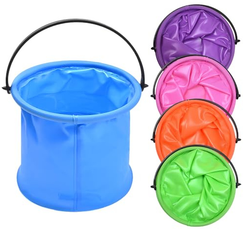 Zimoer 2L Faltbarer Eimer, 5 Stück Multifunktion Strand Falteimer Tragbarer Eimer Klein Bunt Angeleimer Multifunktional Waschschüssel für Mal Camping Angeln Strand Garten Wasserauffang (5 Farbe)