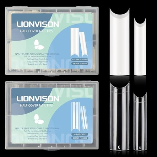 480PCS Long Square Nail Tips: XL No C-curve Half Cover 12 Sizes Nail Kit | Long Square Nail Tips with No C Curve Design - Suitable for Extension Services Nail Salons and DIY Nail Art
