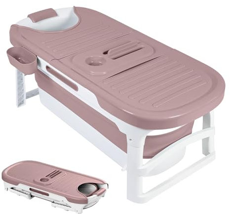 Baignoire Pliable pour Adulte 136x62x52cm Baignoire Mobile Pliable pour les Petites Salles de Bains pour les Bains Chauds, Baignoire Pliante Portable à Poser