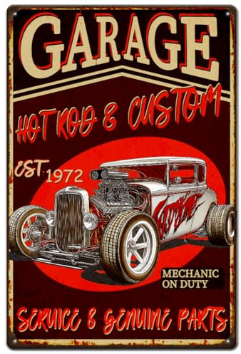 SUPERDANT Targa in latta per auto modificata, stile vintage, cartello in metallo personalizzato con meccanici in servizio, cartelli divertenti e placca in metallo, poster artistico da parete in