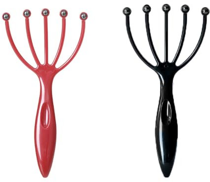 Scalp Massager Head Massager Scalp Massage Tool Head Deep Relax for Deep Relaxation Stress Reduction (RED/Black)