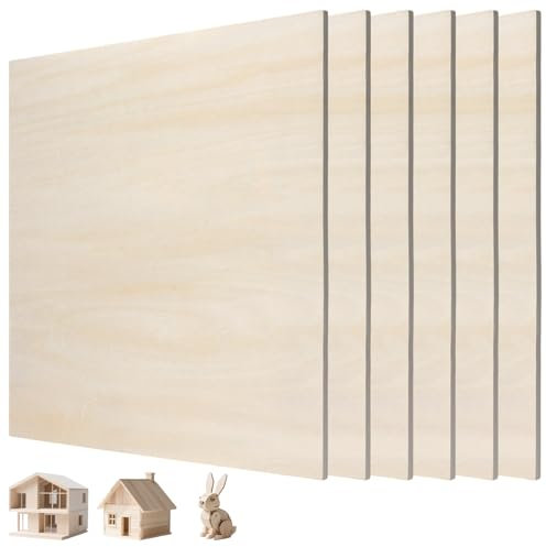 JAPCHET 6 fogli di compensato quadrati, 300 x 300 x 6 mm, fogli di tiglio non finiti per fai da te, pittura, incisione su legno