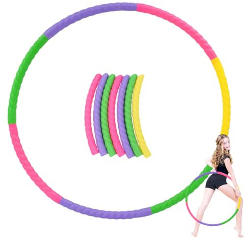 EIROVYA Hula Reifen Hoop Kinder, 7-teiliges Kunststoff Abnehmbares Hullahub Reifen für Kinder, Hoola Hoop für Tanz Fitness, Hoola-Reifen für Erwachsene und Gymnastikreifen Kinder, 1 Stück