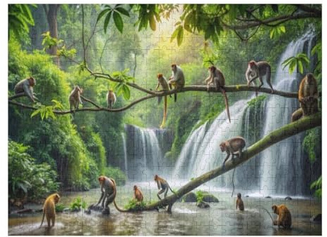 1000 Pieces Puzzles Monkeys are Sitting On A Tree Branch Jigsaw Puzzles for Adults 1000 Pieces and Up Puzzle GFT for Women & Men