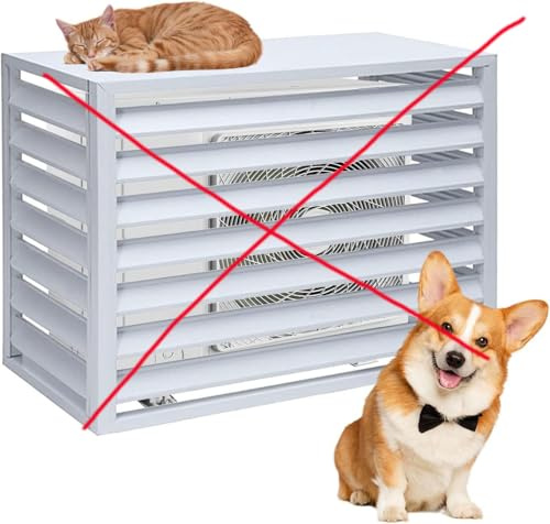 LKPMGOA Cache Climatiseur Exterieur Aluminium, Cache Pompe a Chaleur Extérieur, Antivol, Réduction du Bruit, pour Un Jardin Bien Rangé(White,100cm)