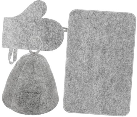 Beaupretty Sauna Accessories Set with Felt Sauna Hat Glove and Pad for Women and Men for Spa and Bath Use