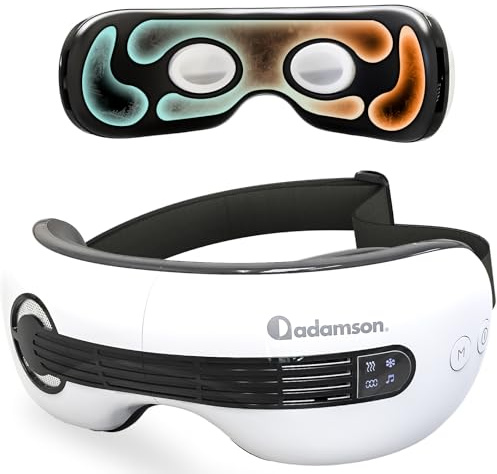 Adamson A80 Masseur oculaire avec chaleur et froid - Appareil de massage et relaxation anti cerne rechargeable avec Bluetooth - Soulage les poches, la fatigue et la sécheresse oculaire
