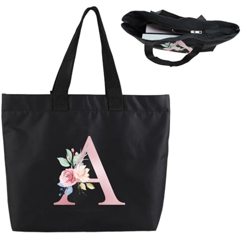 Blisswave Tote Bag Personnalisés A-Z, Résistant à La Saleté, à l'Usure et Imperméable, Magnifiquement Imprimé, Cadeau Personnalisé pour Femmes