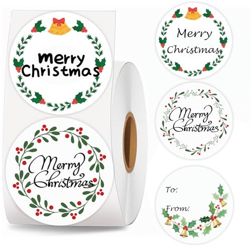 Thermo-Etiketten für Weihnachten, 5,1 cm, Codierungs-Etiketten für Thermo-Etikettendrucker, Versand-Etikettendrucker für Weihnachten, Neujahr, Party, Geschäft, 500 Stück