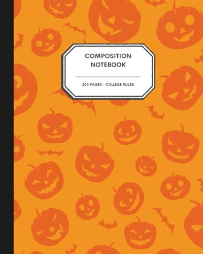 Jack-o’-Lantern Silhouette Composition Notebook – 200 College Ruled Pages | 8x10” Halloween-Themed Writing Book with Two-Toned Orange Cover | Spooky & Stylish for Fall