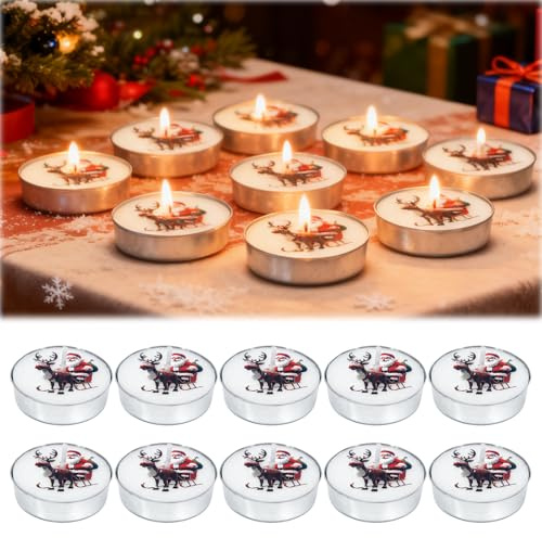 10 Stück Teelichter Weihnachten, Weihnachten Teelicht Kerzen | Elch Teekerze, für Entspannung Party Haus weihnachten Dekoration