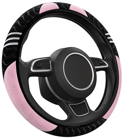 WJMY Auto Lenkradbezug Plüsch Winter 37-38cm, Anti Rutsch Universal Lenkradschutz, 14,5-15zoll Weiches Komfort Warm Steering Wheel Cover, Für D-förmige und runde Lenkräder (Pink)