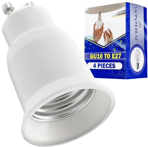 4x Adaptador Casquillo Bombilla GU10-E27 para Cambiar Bombilla 220/240V 50W | Garantía de 10 Años - MONTERAL