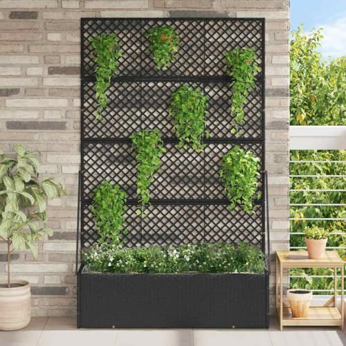 QJBSAVVA Pot de fleurs haut noir 105 x 30 x 170 cm en métal minimaliste moderne robuste et durable pour balcon, jardin, terrasse