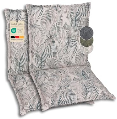 GO-DE Textil Bequeme und attraktive Polsterauflagen für Niederlehner-Gartenstühle (2er-Set, Blattmotiv groß Natur, Niederlehner)