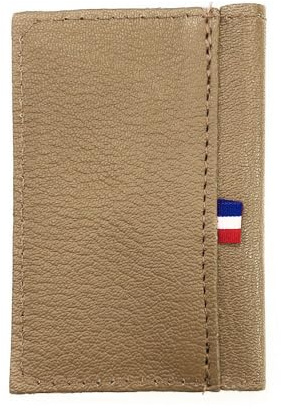 LOLUNA® Porte-Carte Simple 1 à 2 Carte Compact en Cuir chèvre Made in France Existe en Plusieurs Couleur pour Homme et Femme - Taupe foncé