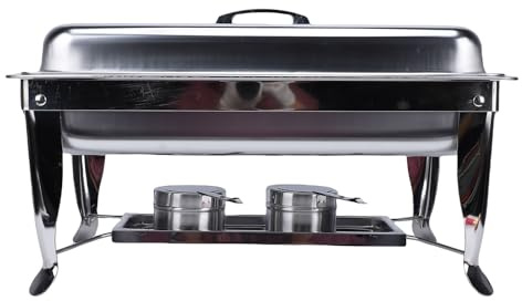GLOGLOW Stainless Steel Buffet Server, Double Compartment Chafing Dish with Alcohol Heating for Catering Events