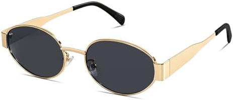 GUVIVI Retro Sunglassess For Women Men Trendy Oval Classic UV400 Protection | Metal Frame Vintage Cute Style Sunglasses Lightweight Comfortable Outdoor Beach Vacation Travel Shades