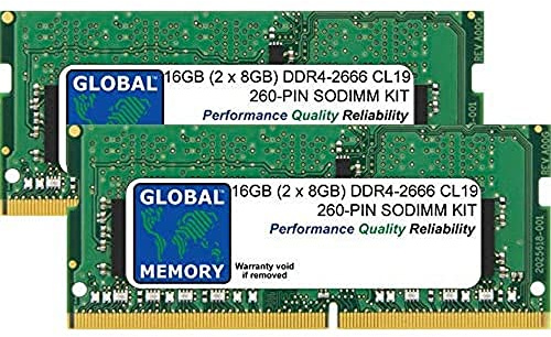 GLOBAL MEMORY 16GB (2 x 8GB) DDR4 2666MHz PC4-21300 260-PIN SODIMM Memoria RAM Kit para 27 Pulgada Retina 5K iMac (2019)