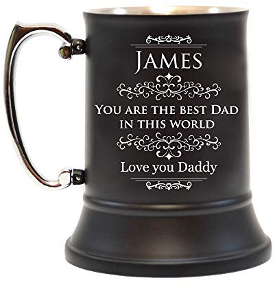 Personalised Stainless Steel Tankard Beer Stein | Vintage Ornate Engraved Beer Mug | Ideal for Groomsmen Gifts, Father's Day, Birthdays, and Anniversaries | Customised with Any Name or Message, 500 ml