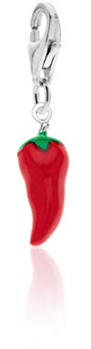Aka Gioielli® - Pendentif Charm Piment Rouge en Argent 925 Rhodié Porte Bonheur pour Femme