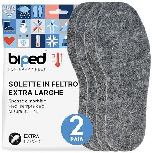 biped 2 par extra breda filtsulor - Värmande vintersulor för extra breda skor, arbetsskor, stövlar, vandringskängor och gummistövlar z2787(38)