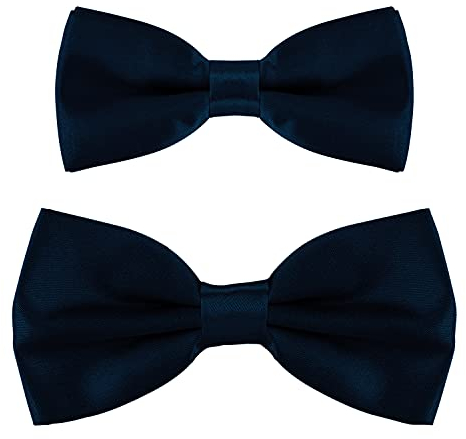 DonDon Vater-Sohn Fliegen Set im Partnerlook, bereits gebunden und verstellbar - Navy Blau