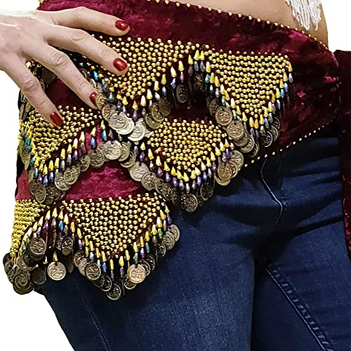 Bauchtanz Taschentuch Hüftgürtel Ägyptische für Tanzen bei den Proben des orientalischen Tanzes (Goldener Granat)