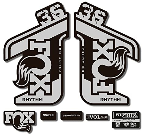 STAR SAM Autocollants compatibles avec fourche de vélo Fox 36 Rhythm 2021 Argent métallisé 1 cm