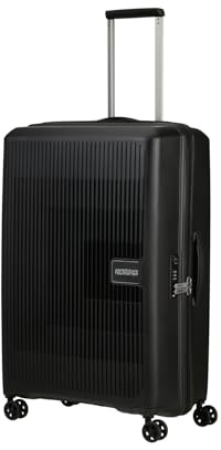 American Tourister Aerostep - Spinner L, Erweiterbarer Koffer, 77 cm, 101.5/109 L, Schwarz (Black)