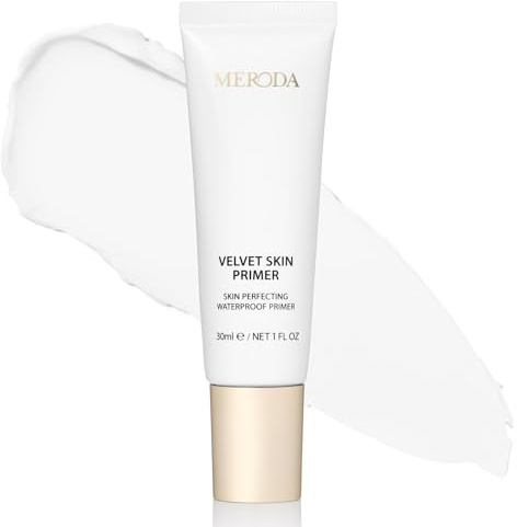 MERODA® Velvet Skin Primer [VERKLEINERT POREN] - Primer als Make Up Basis für das Gesicht - Primer mit leichter & feiner Textur - Make Up Primer - Für alle Hauttypen geeignet - Primer mit UV Schutz
