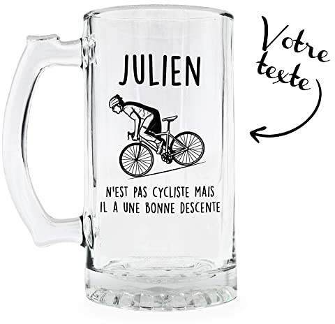 KDO MAGIC Chope à bière personnalisée 470 ml | Idée cadeau | Personnaliser | Impression sur verre | Anniversaire | Cadeau EVG | Fête des pères | Papa | Noël