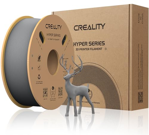 Creality Official Hyper PLA Filament Grau 1KG, 3D Drucker Filament für Hochgeschwindigkeitsdruck, langlebig und widerstandsfähig, glatt, Überhang Leistung Maßgenauigkeit +/-0.03mm, 2.2lbs/Spool