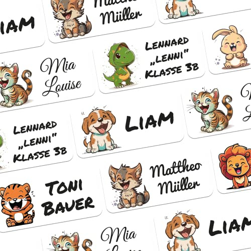 foliado® kids Namensaufkleber Kinder Etikett 30x14mm Sticker Namensetikett Schule Kita Kindergarten personalisierte Klebeetiketten wasserfest APD-58